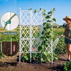 5.25FT Garden Trellis Support Fence,Metal Wall Lattice Climbing Frame for Climbing Plants Outdoor, White Iron Pipe Fence for Potted Plants Indoor for Ivy Vines Vegetable Flower, Patio, Lawn, Yard