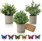 3 Pack Mini Potted Fake Plants Artificial Eucalyptus & Greenery Topiaries with 6 Butterflies,Artificial Plants for Shelf Desk Home Bathroom Farmhouse Room Coffee Table Decor