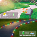 Solar Rope Lights, 33ft 100LED Solar String Lights, 8 Modes Waterproof Solar Powered Outdoor Light, Flexible Clear Tube Light for Garden, Backyard, Patio, Deck, Porch, Pool, Tree Decor - Multicolor