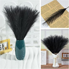 Artificial Pampas Grass Plants Fake Reeds Decoration Set of 28 Stems 17” Faux Florals Bulrush Fluffy Beige Branches for Boho Home Wedding Party Vase Fillers Christmas DIY Feathers Décor Black 28 Pcs