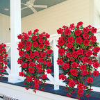 Artificial Geranium Hanging Flowers for Outdoor Decoration, 2 Bundles UV Resistant Silk Geranium Fake Plants Faux Flowers for Front Porch Garden Patio Window Box Outside Indoor Decor (Red)