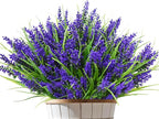 Kinisty 20 Bundles Outdoor Artificial Plants and Flowers, UV Resistant Faux Monkey Grass with Lavender and Fake Plastic Greenery for Spring Summer Outside Planter Porch Garden Decor, Purple