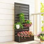 Outsunny Raised Garden Bed with Trellis for Climbing Plants, Planter Box with Self Draining Gap, Freestanding Trellis Planter for Outdoor, Patio, Deck, 35.75" x 15" x 70.75", Black