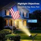 Solar Lights Outdoor Waterproof IP65,3000K Super Bright LED,2 Lighting Modes, Solar Powered Yard Garden Solar Spot Lights for Flag Landscape Auto On/Off-4 Pack