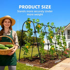 Cucumber Trellis for Raised Bed, U-Shape Garden Arch Metal Support for Climbing Plants, Metal Arch Plant Support Vegetables Trellis, Plant Support for Vine Outdoor(Black, 63*30*47inch(L*W*H))