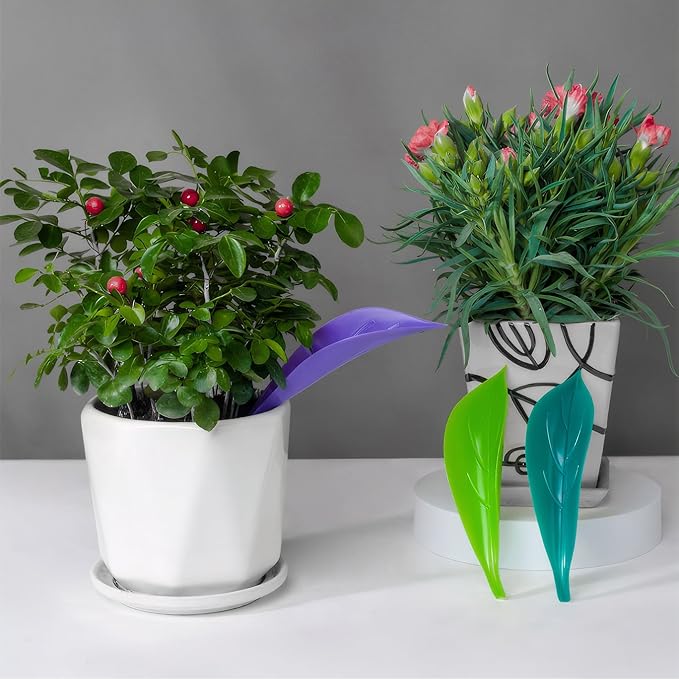 15 Pcs Leaf Plant Watering Devices Leaflow Design Plant Pot Watering Funnel for Outdoor Indoor 3 Color Leaf Watering Funnel