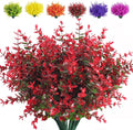 RECUTMS Ferns Artificial Plants Artificial Plants & Greenery Artificial Boxwood Plants Outdoor Uv Resistant Greenery for Outsid Artificial Ferns for Outdoors Eucalyptus Stems for Vase(Red Eucalyptus)