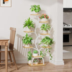 Plant Stand Indoor with Grow Light - 8 Tiered Plant Shelf Indoor, Corner Plant Stand, 49" Tall Plant Shelf with Lights for Indoor Growing, Lighted Flower Holder for Living Room, Balcony (White)