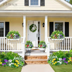 30 Bundles Artificial Plants Outdoor, UV Resistant Faux Greenery Stems with Flowers Shrubs for Planters Front Porch Outside Garden Window Box Patio Yard Decor