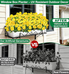 TURNMEON Artificial Geraniums Flowers for Outdoors Summer Decoration, 4 Bundles Fake Flowers Silk Yellow Flowers UV Resistant No Fade Faux Plants for Planter Gardens Table Porch Indoor Cemetery Decor