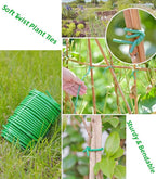 Soft Plant Ties Green Garden Twist Ties for Plants 65.6ft Reusable Rubber Garden Wire Plant Ties to Support Climbing Plants Indoor & Outdoor Vines Tomatoes Office Home Organizing (65.6feet * 3.5mm).