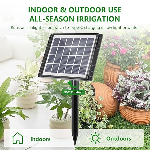 82FT Solar Drip Irrigation System, Auto Watering Kit for 30 Pots, Solar-Powered Plant Watering, 25 Timer Modes, 900ml/min Flow Indoor/Outdoor Garden, Balcony & Patio Irrigation System