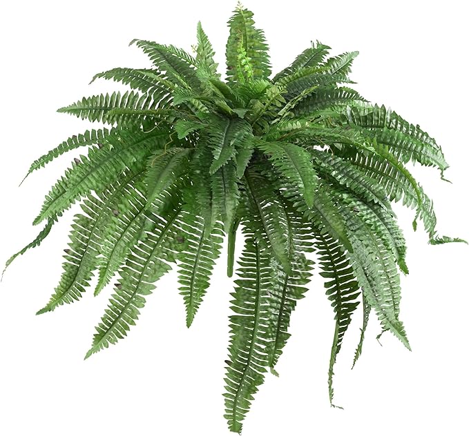 Nearly Natural 48-in Artificial Boston Fern, Large Hanging Fake Plant Wall Decor with 67 Fronds, Faux Fern Vines That Look Real for Home and Office Decor