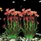 MyLifeUNIT Aquarium Plants, 2 Pack Tall Plastic Plants for Fish Tank Decorations, 15.75 Inches (Pink)
