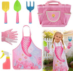 Kids Gardening Tool Set - Garden Tools for Kids with Shovel Trowel Rake Apron Gloves Watering Can and Tote Bag, Outdoor Toys Great Gifts for 3 4 5 6 7 8+ Years Old Girls (Downward Mermaid Tail)