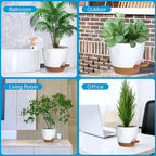 5-Pack Plant Pots with Drainage for Winter Care 7/6.5/6/5.5/5 Inch, Self Watering Pots for Indoor Plants, Planters for Indoor Outdoor Plants, Plastic Flower Pot, Planter for Indoor Outdoor (White)