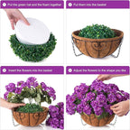 INSPRING Geraniums Artificial Flowers Hanging Basket for Outdoors Outside Spring Decoration, 8 Bundles Silk Flowers Fake Plants Look Real UV Resistant for Porch Home Patio Balcony Yard, Purple
