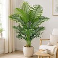 Artificial Palm Tree 4ft Tall Fake Indoor Decor with 13 Trunks and Real Bark Design Faux Tropical Areca Silk Floor Plant in Pot for Home Office Living Room Bedroom 1pcs