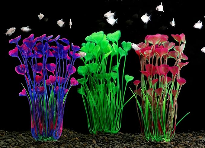 MyLifeUNIT Aquarium Plants, 2 Pack Tall Plastic Plants for Fish Tank Decorations, 15.75 Inches (Pink)