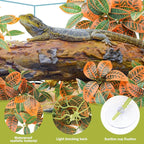 QUOZUO 2 Pack Reptile Plants, Artificial Hanging Plants with Suction Cups, Habitat Decor Plastic Vines Decorations for Bearded Dragons Lizards Snake Geckos Frogs -Gold