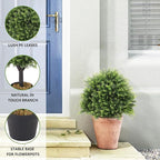 27“ Realistic Artificial Cedar Topiary Trees Set of 2, Faux Cypress Pine Plants Outdoor UV-Resistant, Fake Evergreen Bushes & Shrubs for Front Porch Outside Planter Decor