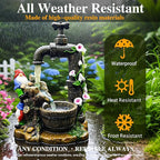Solar Garden Gnomes Statues Outdoor Yard Decorations, 10" Resin Fountain Gnome Outside Christmas Art Decor for Lawn Patio Porch Backyard,Unique Housewarming Gifts for Women Mom Grandma
