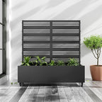 Casaphoria Metal Raised Garden Bed with Trellis and Wheels, 47"x47"x16" Planter Box for Climbing Plants, Vegetables & Vines, Features Drainage Holes and Privacy Screen (Black-Harold)
