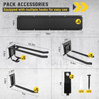 96" Garage Tool Organizer Wall Mount, 1250lbs Heavy Duty Garden Tool Storage Rack with 15 Adjustable Hooks for Yard, Shed, Garage (6 Racks, 15 Hooks, 2 Straps, Steel)
