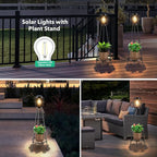 VISFLAIR Solar Lights with Plant Stand, Outdoor Floor Lamp, Waterproof Solar LED Edison Bulb Light Flower Shelf for Patio Porch Deck Yard Garden Decor-1 Pack