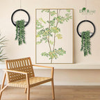 Der Rose 2 Pack Fake Plants Hanging Artificial Succulents Plants in Black Pots for Living Room Bathroom Accessories Boho Farmhouse Wall Decor
