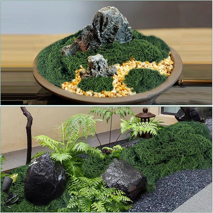 Fake Green Moss for Potted Plants Indoor, 5.3oz Artificial Moss for Crafts, Realistic Faux Moss Decor for DIY Fairy Garden, Terrariums, Table Centerpieces, Wedding & Home Decor