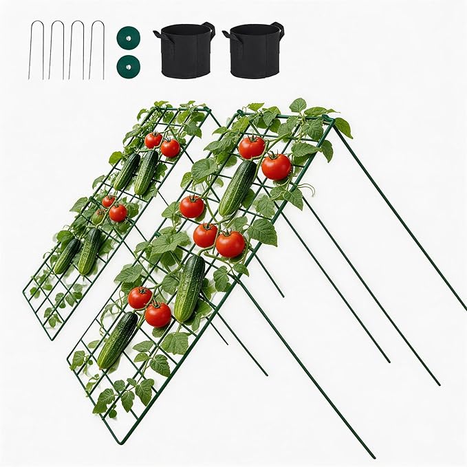 Cucumber Trellis for Garden - 2 Pack, 48" L x 16" W Garden Trellis for Climbing Plants Outdoor with Support Structures, A Frame Trellis for Climbing Vegetables Peas, Vine, Bean