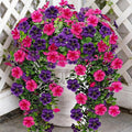 Artificial Geranium Hanging Flowers for Outdoor Decoration, 2 Bundles UV Resistant Silk Geranium Fake Plants Faux Flowers for Front Porch Garden Patio Window Box Decor (Purple, Purple red)
