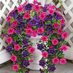 Artificial Geranium Hanging Flowers for Outdoor Decoration, 2 Bundles UV Resistant Silk Geranium Fake Plants Faux Flowers for Front Porch Garden Patio Window Box Decor (Purple, Purple red)