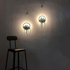 Comtelek 2pcs Artificial Hanging Plants with Lights Fake Succulents Plant in Pot Boho Wall Decor Fake String of Pearls with Lanyard for Bathroom Living Room Home Balcony Ceiling (White)