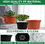 KPUVX 5 Pack 8.5 inch Plant Pot,Outdoor Flower Pots,Plastic pots for Plants Indoor with Drainage Holes and Trays, Decorative Garden Containers Sets for Houseplants