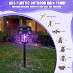 Qualirey 4 Pcs Solar Mosquito Zapper Outdoor Waterproof Solar Powered Bug Zapper Outdoor Mosquito Killer Lamp Trap Repellent Light for Garden Yard Insect (Purple and White Light,Black)