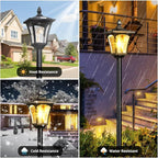 ILANCK 64 Inch Solar Lamp Post Light with Planter, 60 High Lumens Street Light, Solar Post Lights Waterproof for Garden, Pathway, Lawn, Driveway, Front Back Door Outdoor Pole Lamp（Warm）