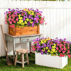 Hommyea Artificial Fake Flowers for Outdoor, 6 Bundles UV Resistant Faux Plants Decoration Silk Flowers No Fade Plastic Flowers for Outside Planters Home Porch Patio Yard Garden Decor