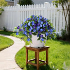 Hommyea Artificial Flowers for Outdoor, 2 Bundles UV Resistant Fake Plants Decoration Realistic Faux Silk Flowers No Fade Plastic Flowers for Outside Planters Home Porch Patio Yard Garden Decor