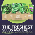 Organic Herb Seeds Variety Pack - 10 Individual Packs - 2026 Season - Basil, Cilantro, Dill, Thyme, Parsley and More! for Indoor & Outdoor Planting (Non-GMO, Certified Organic)