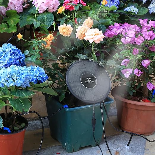 Solar Irrigation System Automatic Drip Irrigation Kit for Outdoor/Indoor Garden Watering System with Water Level Detection,Drip Irrigation System for 15 Potted Plant with 15m Water Hose