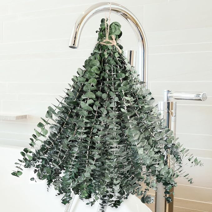 Dried Eucalyptus for Shower Hanging - 17'' Real Large Preserved Eucalyptus Stems Green Home Decor, 100% Made from Fresh Eucalyptus Leaves, Bathroom Shower Decor, Wedding, DIY (36PCS)