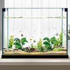 Moonorange Reptile Artificial Plants, Terrarium Plants Decorations Supplies, Aquarium Fish Tank Plant, Amphibian Habitat Hideout Tank Accessories (M Set-4pcs/G)