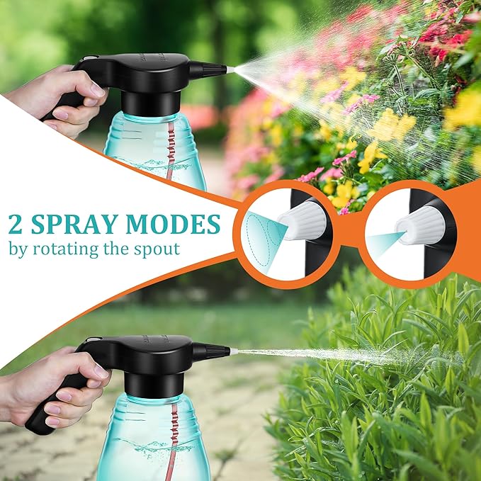 Electric Spray Bottle Plant Mister for Indoor Outdoor Plants, 0.5 Gallon Automatic Watering Can Rechargeable Battery Powered Sprayer with Adjustable Spout for Gardening, Cleaning(Green Style)