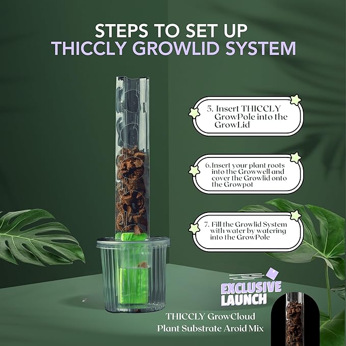 THICCLY Small GrowLid 10 Pcs (Clear) - Self Watering Clear D-Shaped Plastic Moss Pole Hydroponics Growing System Kratky Hydroponic Kit Moss Pole Monstera Plant Support Philodendron and Anthuriums
