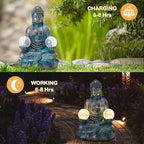 Afirst 10.5'' Meditating Buddha Garden Statues Solar Buddha Sculpture Decor with Glass Balls Zen Meditation for Home Garden Yard Patio Indoor Outdoor Ornaments Gifts for Mom