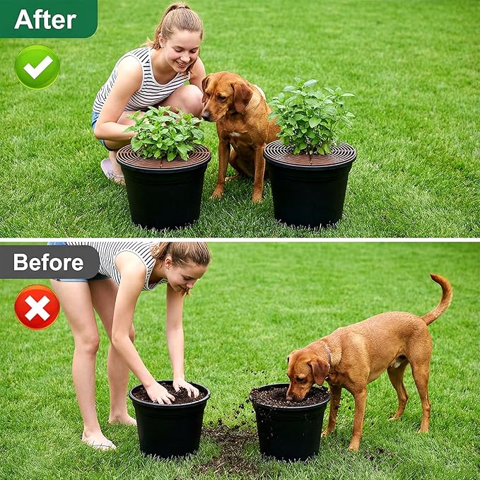 Xthrotsenk 2 PCS Plant Pot Cover Plant Cover for Cats 7.5/11.8 Inch Indoor Plants Pot Grid from Animals Flower Covers Soil for Keep Dog and Cat Out