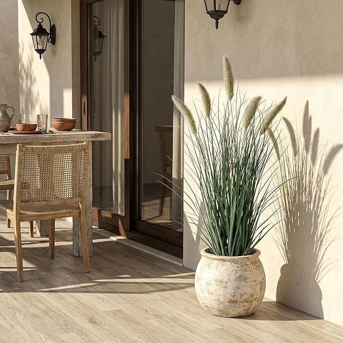 Artificial Cattail Reed Grass Plants Indoor,Faux Cattail Grass Plant Artificial Plant Grass Outdoor,Fake Grass Tall Green Onions Fake Plant, Living Room Kitchen Office Decor 36“ 1 PCS