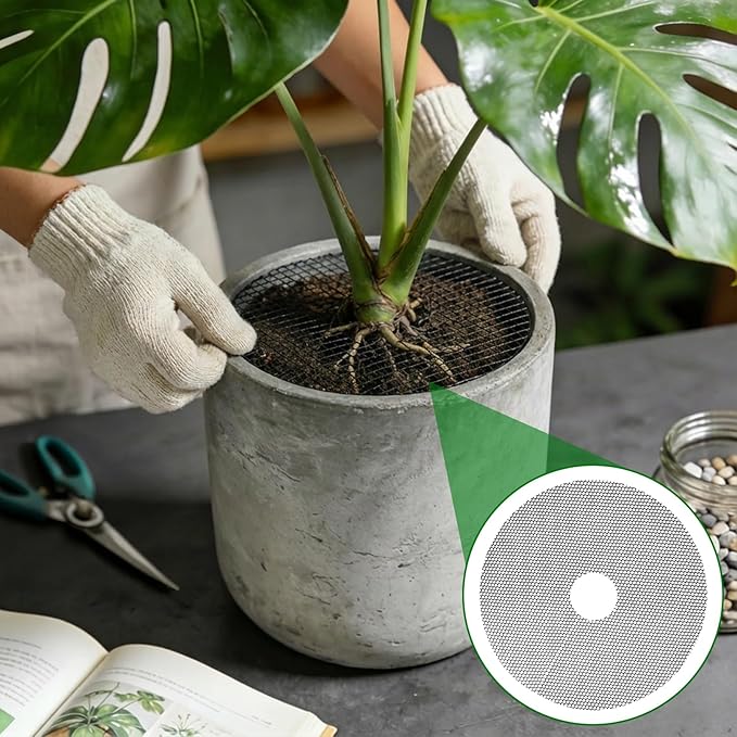 4-Pack Plant Pot Grids- 15.7 Inch Cuttable Mesh Plant Pot Soil Covers -Protectors from Animals - Plant Protector Ring for Indoor Outdoor Garden Plant Landscaping